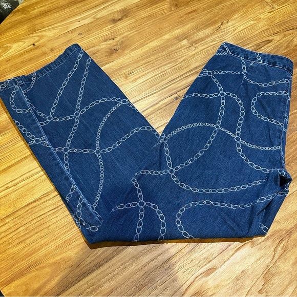 J.McLaughlin Women’s Everly Bashford Chain Wide Leg Jean Blue Trouser Style 4 - Picture 13 of 14